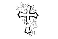 Free Designs Cross With Flower Contour Tattoo Wallpaper Picture with measurements 1600 X 1200