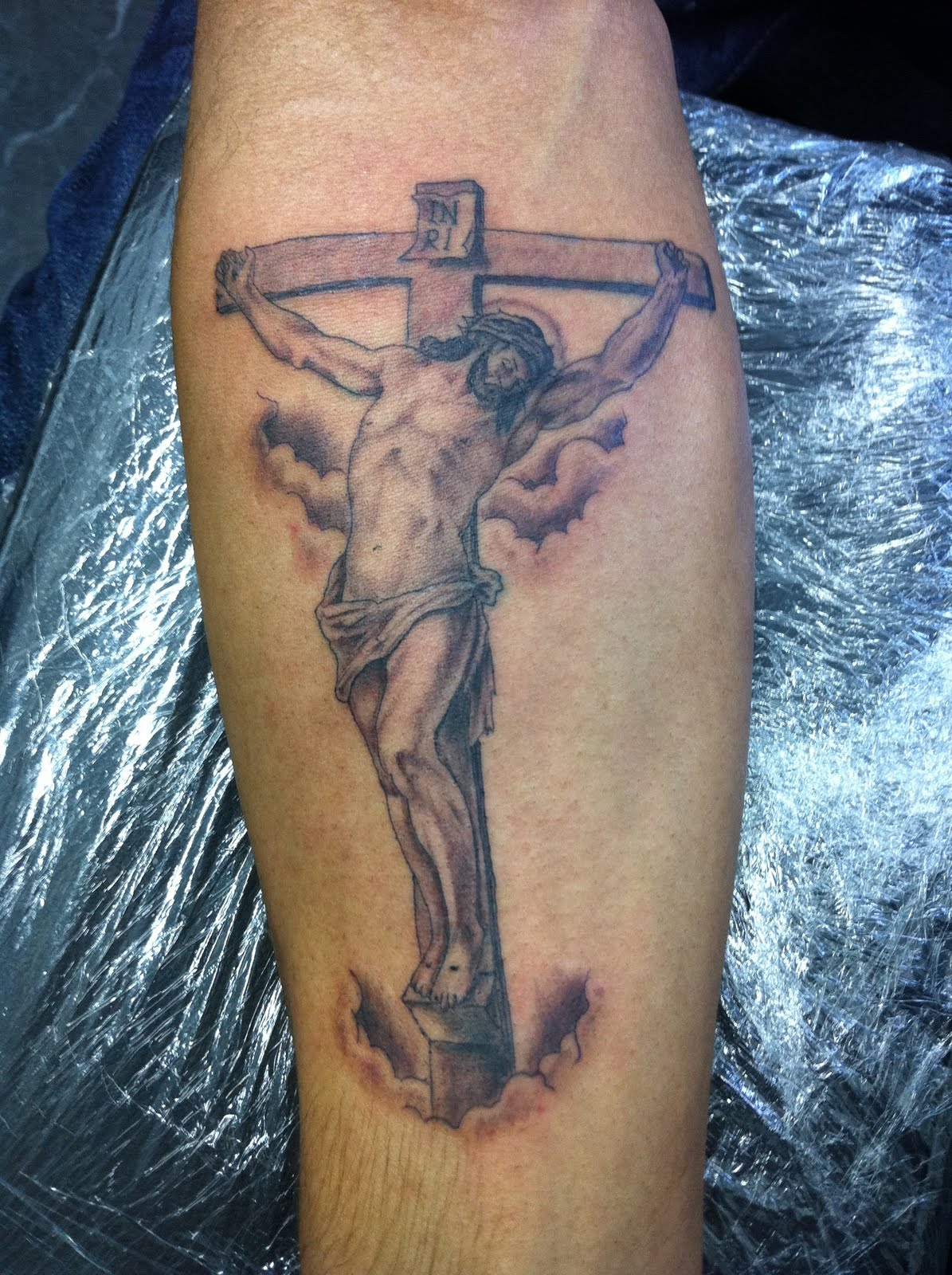 Full Arm Jesus In The Cross Tattoo Design Idea regarding sizing 1195 X 1600