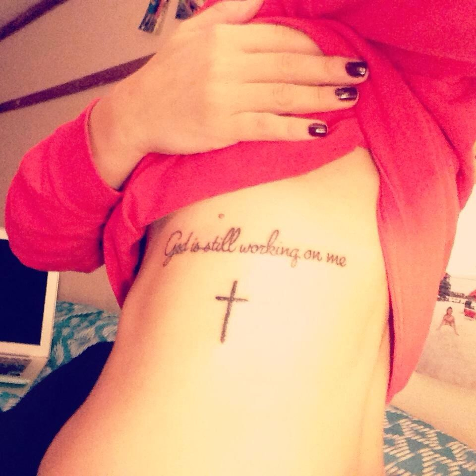 God Is Still Working On Me Tattoo Cross Ribcage Inspiration throughout proportions 960 X 960