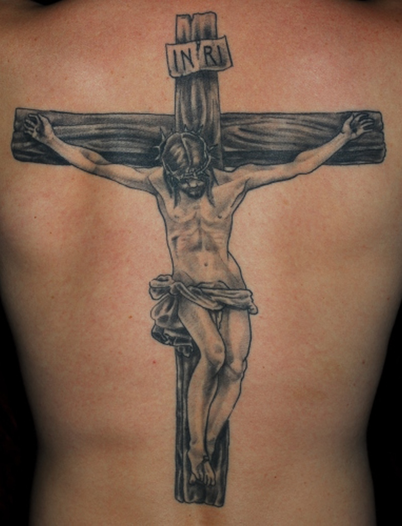 Grey Ink Inri Christian Tattoo On Back Tattoos Book 65000 inside sizing 800 X 1047