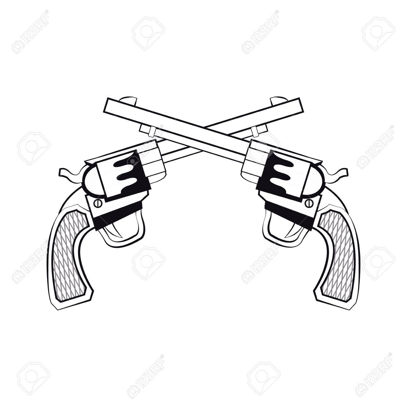 Gun Pistols Crossed Bullets Ornate Detailed Tattoo Design Element inside measurements 1300 X 1300
