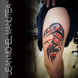 Haida Style Bird Tattoo On The Left Thigh throughout sizing 960 X 960