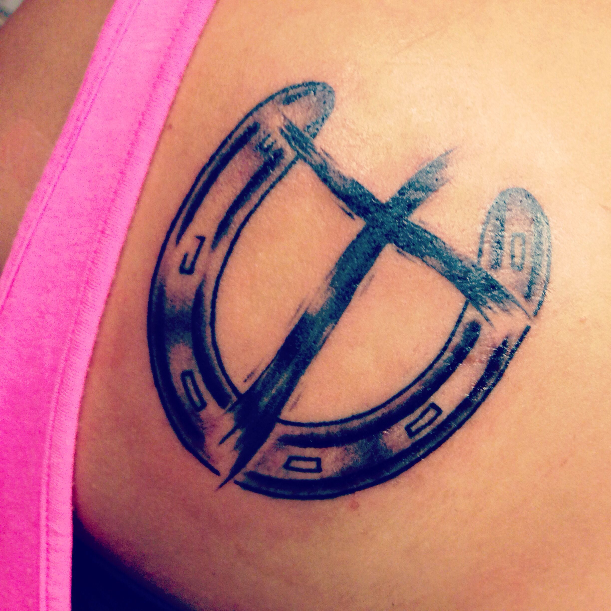 Horse Shoe And Cross Smile Be Happy Tattoos Redneck Tattoos for dimensions 2448 X 2448