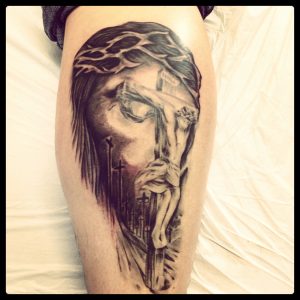 Husbands New Tattoo Jesus Face On The Cross Tattoo Tattoos with measurements 2143 X 2143