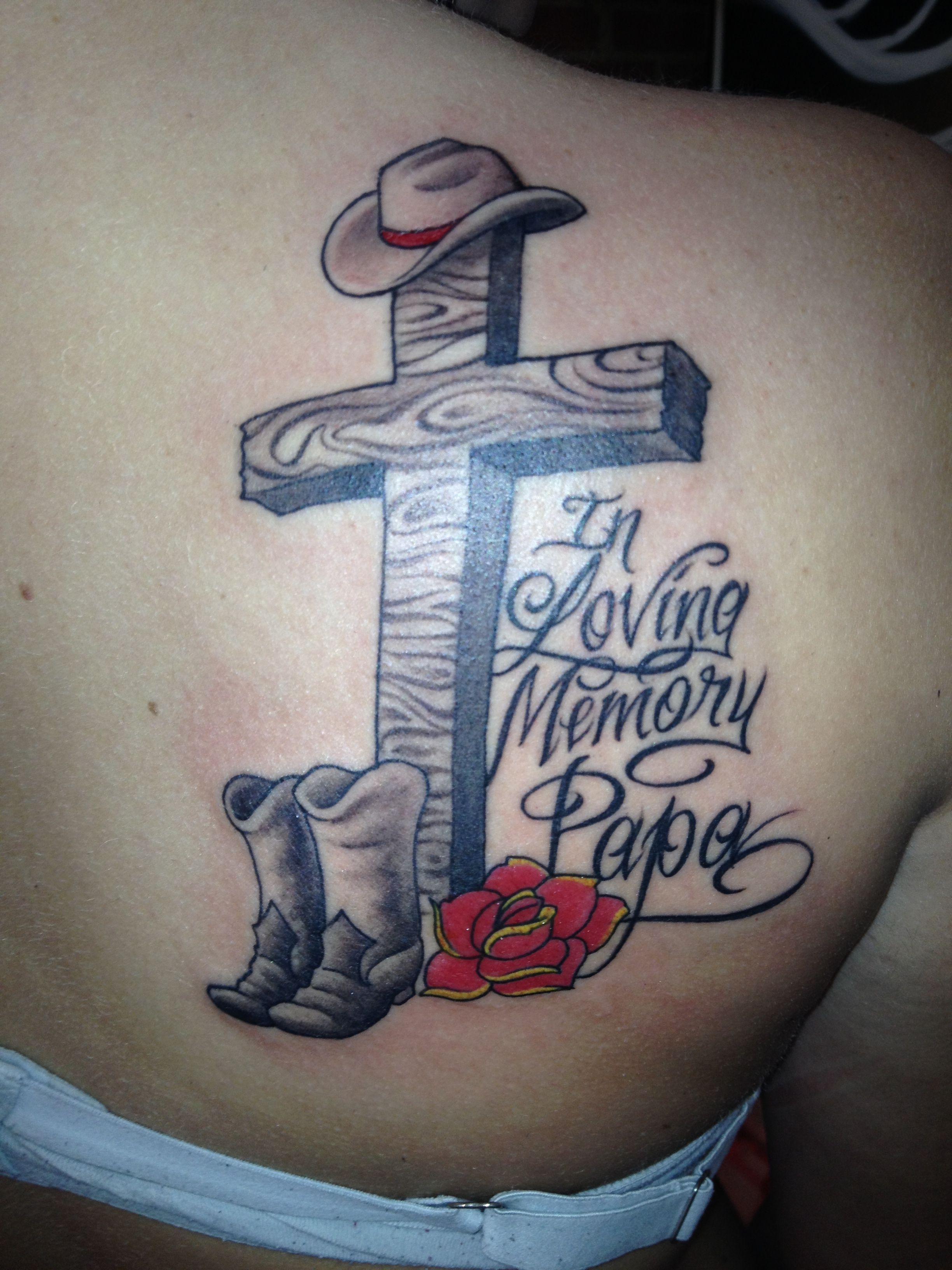 In Loving Memory Of Papa Cross Boots And Rose My First Tattoo inside measurements 2448 X 3264
