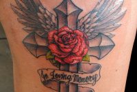 In Loving Memory With Cross Angel Wings Tattoo intended for measurements 1130 X 1600