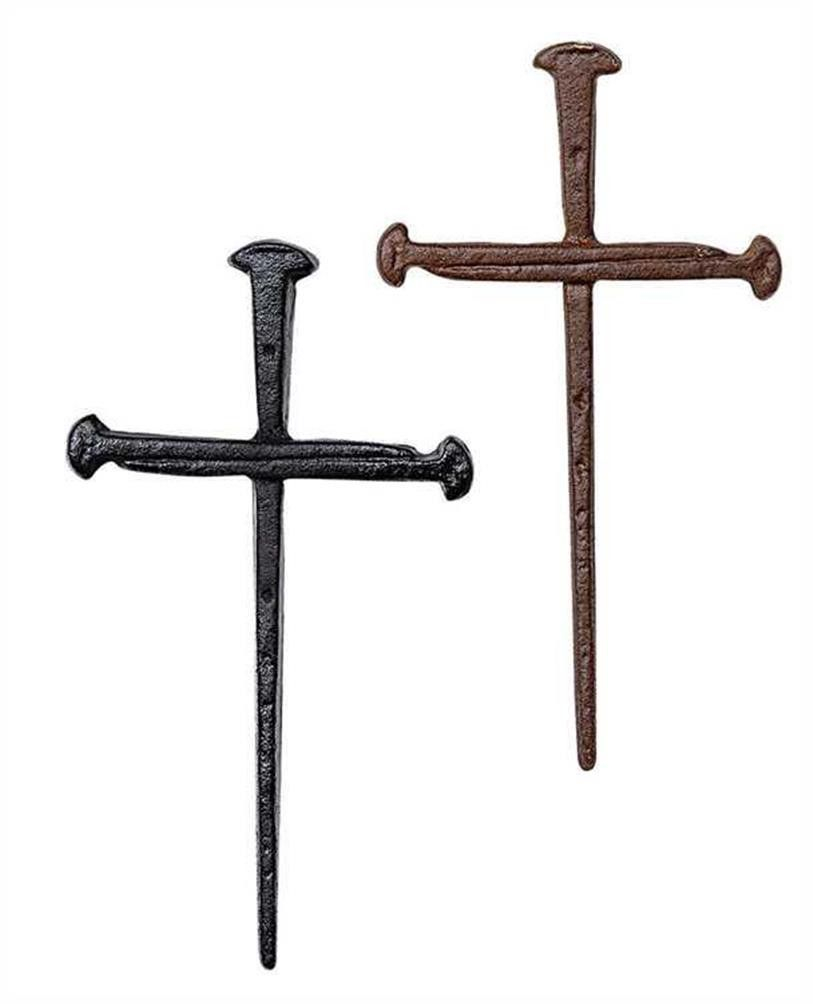 Inspirational Cast Iron Three Nail Crosses Black Brown Set Of 2 for size 813 X 1004