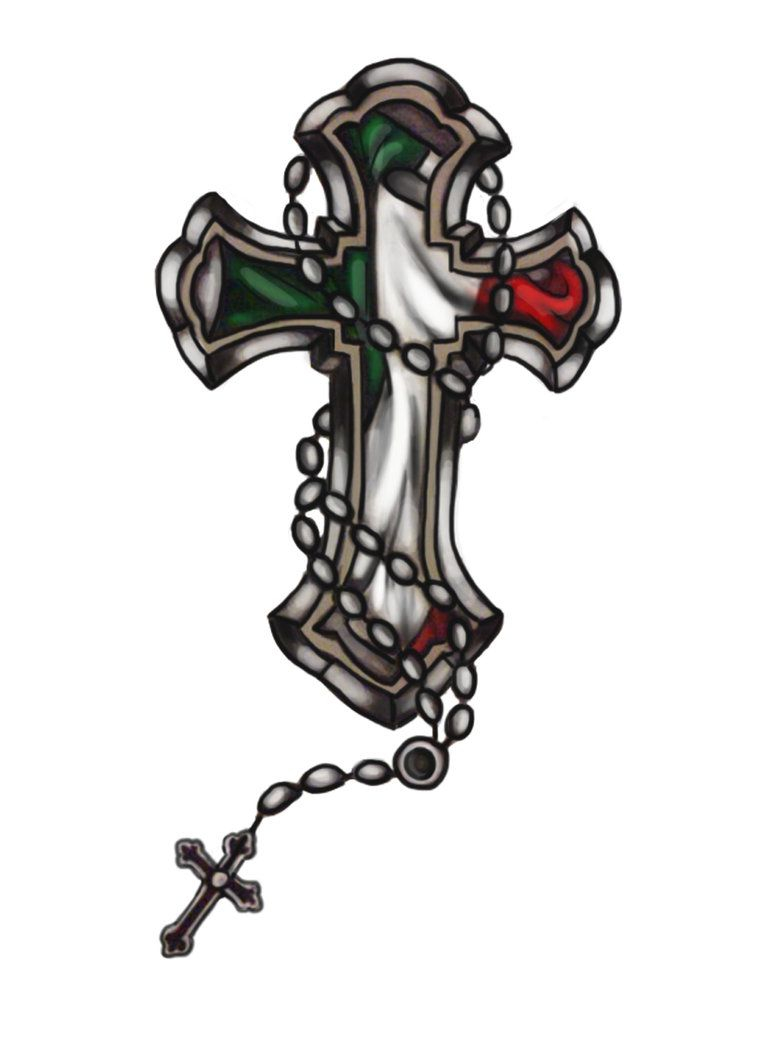 Italian Flag Cross With Rosaries Tattoos Mexican Flag Tattoos with proportions 762 X 1048