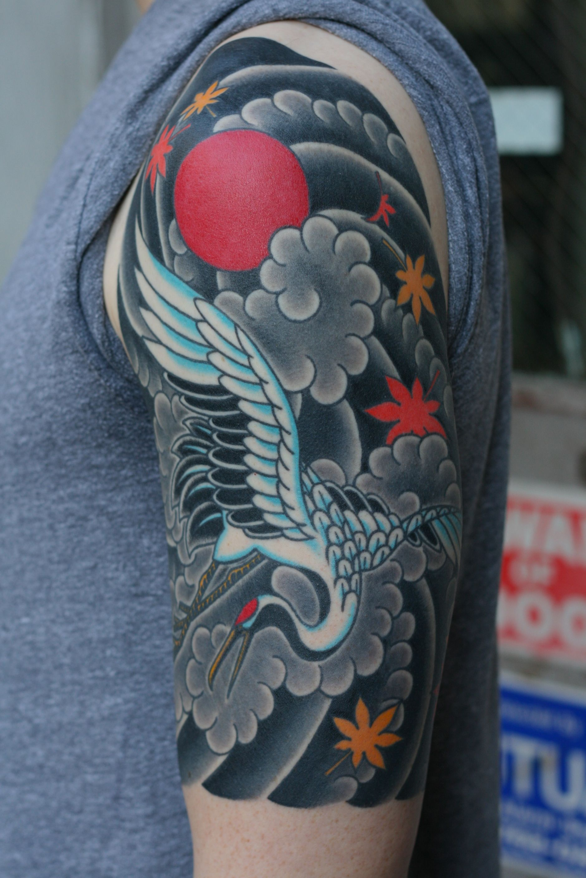 Japanese Crane Tattoos Crane Tattoo Japanese Sleeve Tattoos inside sizing 1880 X 2816