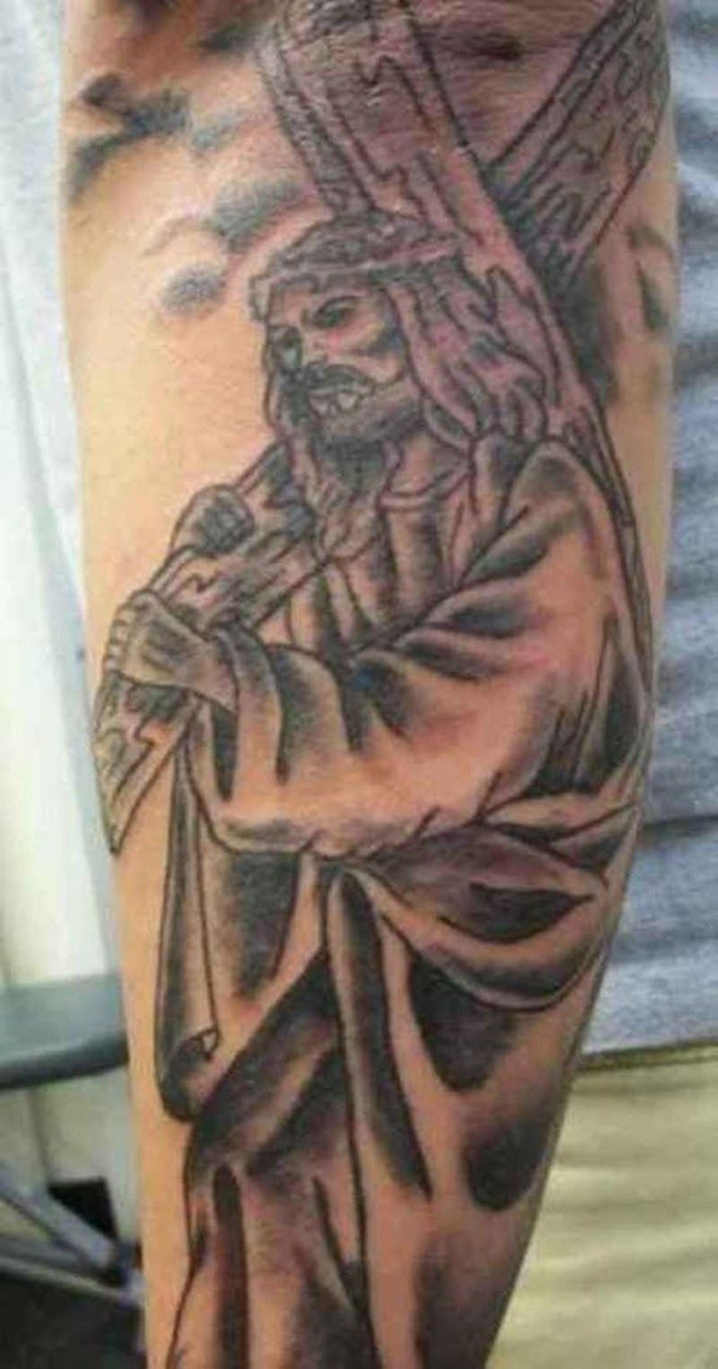 Jesus Carries His Cross Forearm Tattoo Tattoos Book 65000 in size 800 X 1524