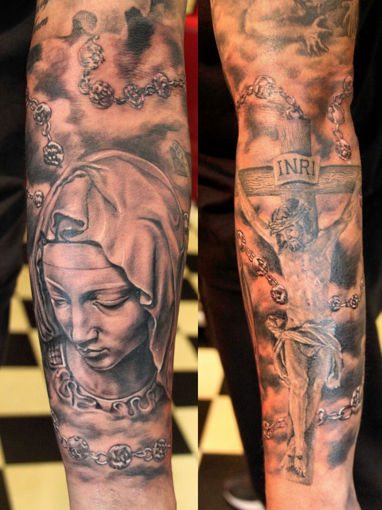 Jesus On The Cross And Mary Realistic Tattoo Mirek Vel Stotker with regard to sizing 768 X 1024