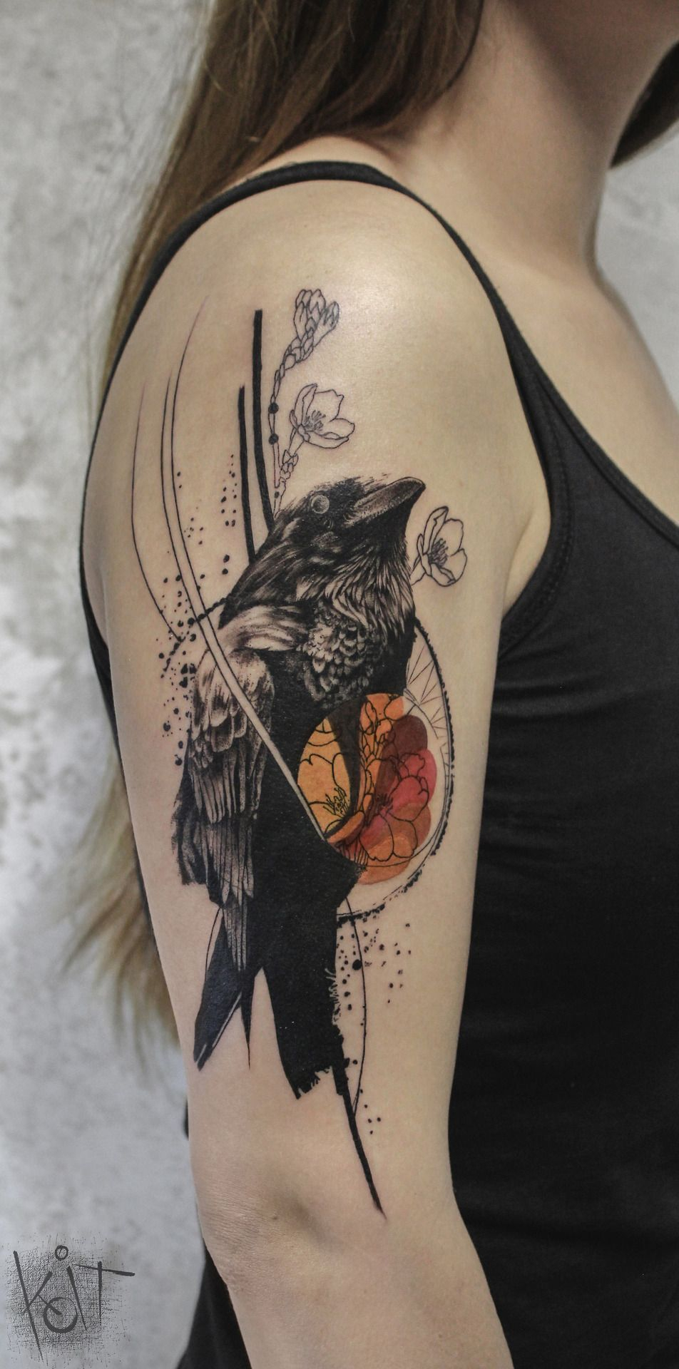 Koit Tattoo Artist From Berlin Black And Orange Graphic Style Crow with measurements 952 X 1920