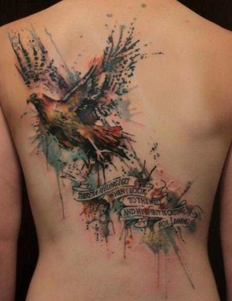 Large Colored Bird Tattoo On The Back Tattoos Book 65000 intended for measurements 800 X 1038