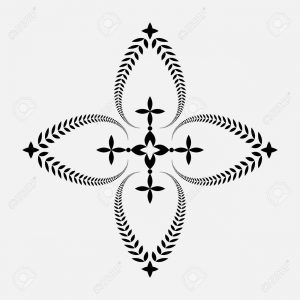 Laurel Wreath Tattoo Black Ornament Cross Sign On White Background in sizing 1300 X 1300