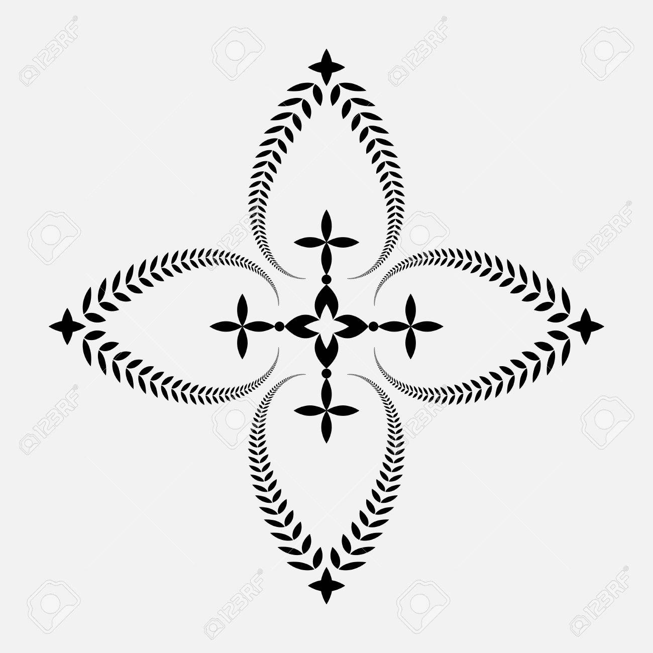 Laurel Wreath Tattoo Black Ornament Cross Sign On White Background in sizing 1300 X 1300