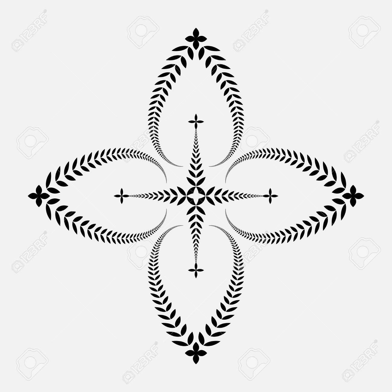 Laurel Wreath Tattoo Black Ornament Cross Sign On White Background with proportions 1300 X 1300