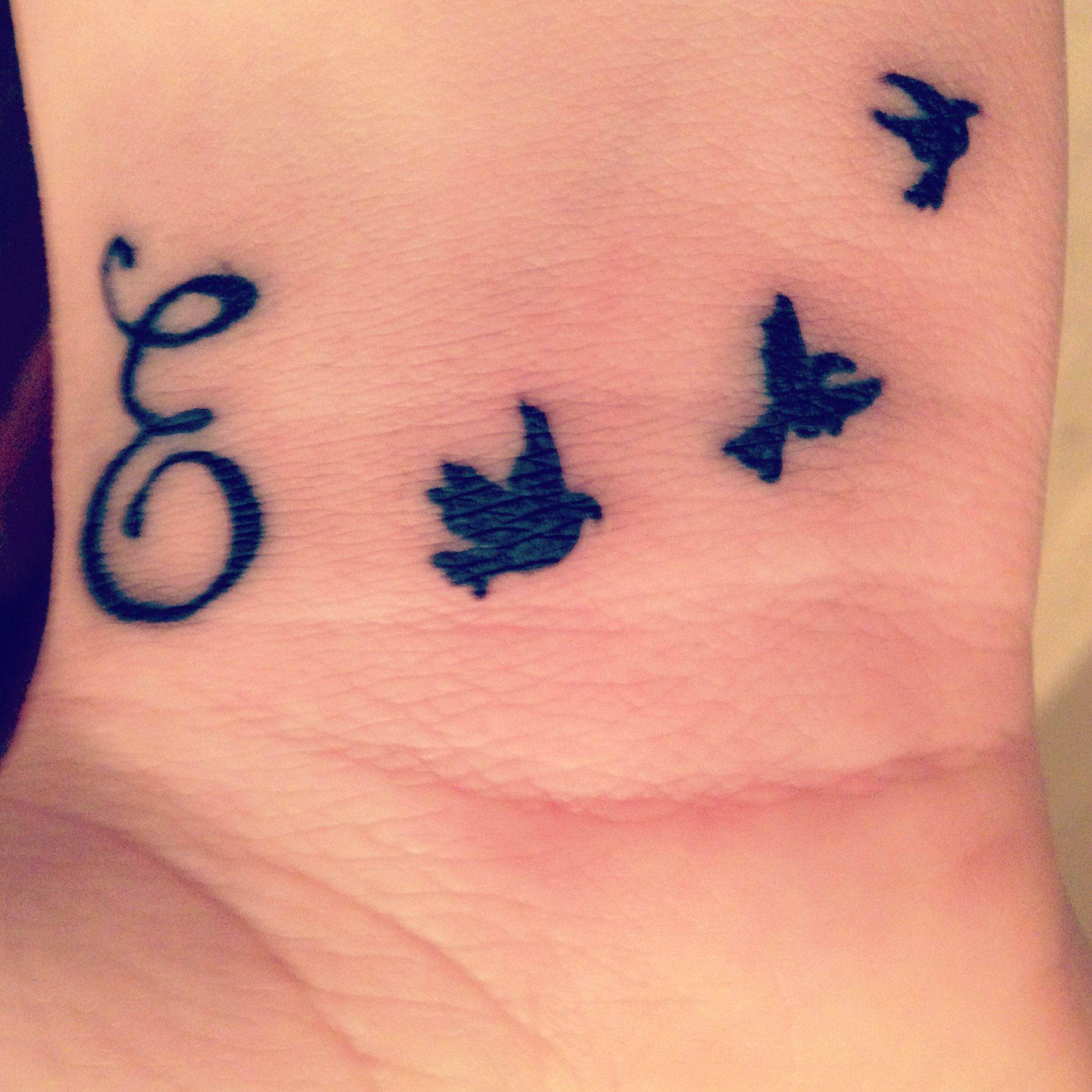 Letter E And Birds Tattoo On Wrist Tattoos And Piercings Wrist within sizing 2340 X 2340