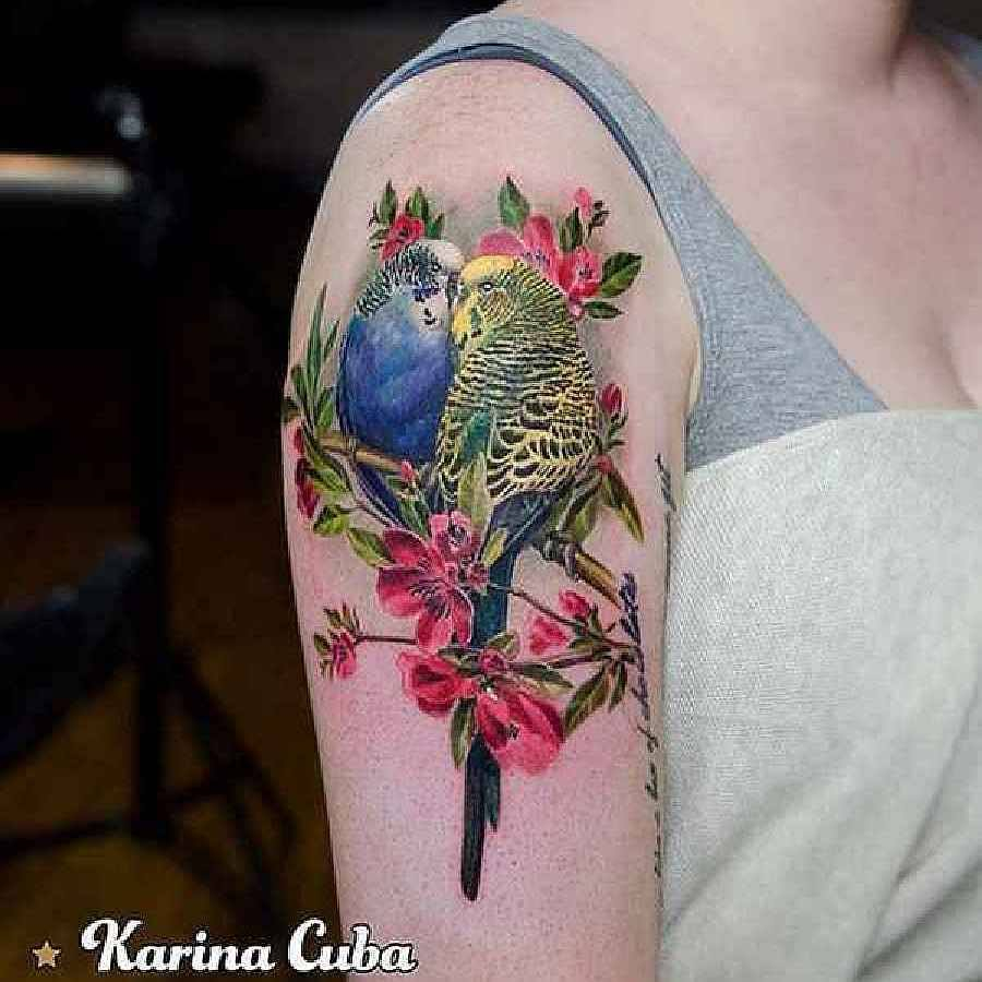 Love Birds Tattoo On Right Shoulder Karia Cuba throughout proportions 900 X 900