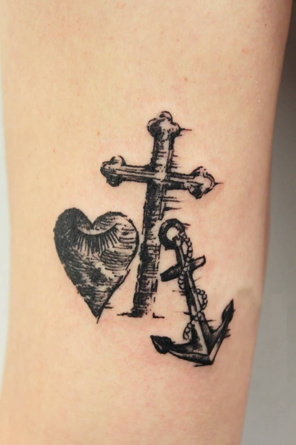 Love Heart Cross And Anchor Tattoo For Men And Women Tattooshunter inside size 1000 X 1500