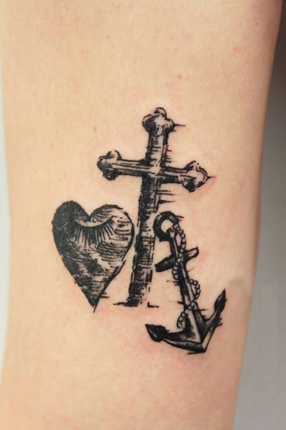 Love Heart Cross And Anchor Tattoo For Men And Women Tattooshunter intended for sizing 1000 X 1500