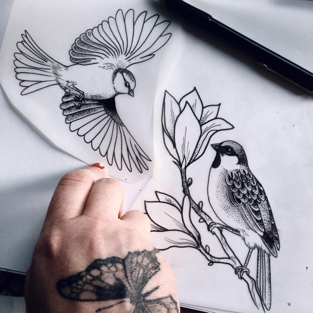 Lovely Black And White Birds Tattoo Design Tattooimagesbiz regarding sizing 1080 X 1080