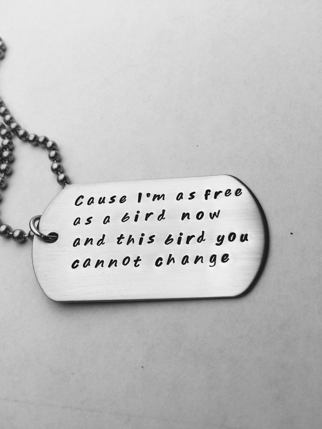 Lynyrd Skynyrd Free Bird Lyrics Hand Stamped Dog Tag Necklace Or intended for measurements 1125 X 1500