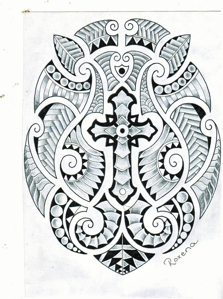 Maori Design With A Celtic Cross In The Middle Hand Drawn Tattoo regarding size 772 X 1034