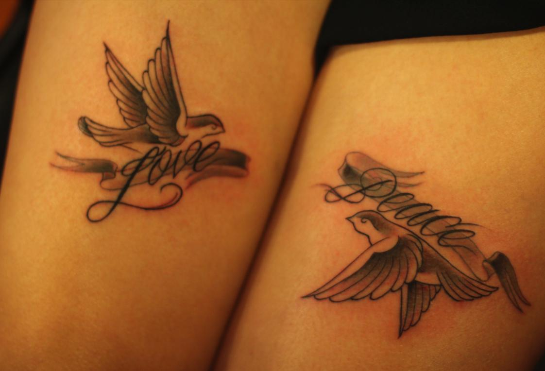 Matching Love Bird Tattoos pertaining to proportions 1122 X 764