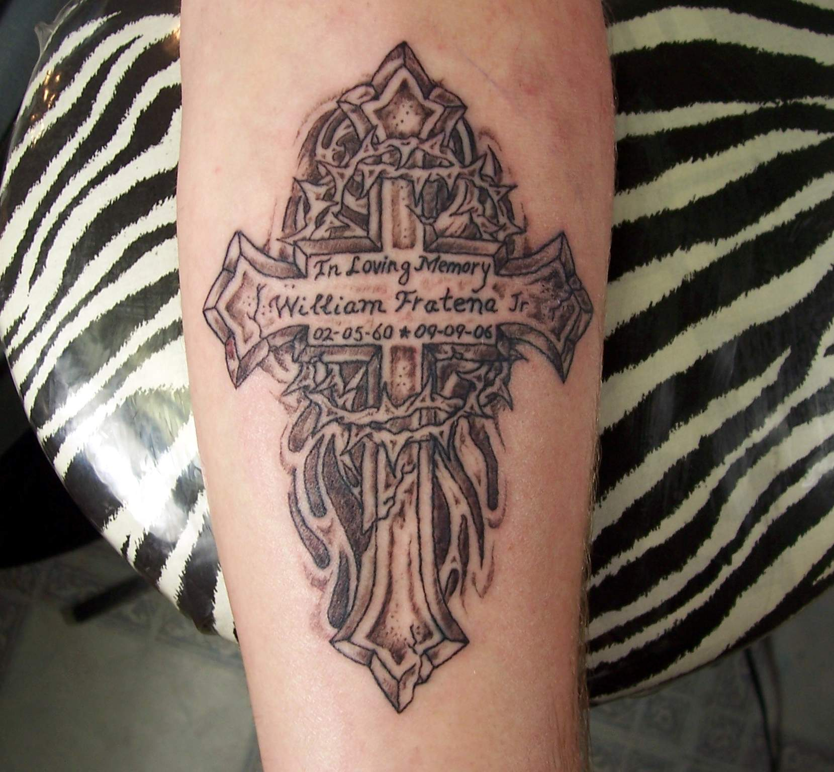 Memorial Cross With Thorns Tattoo Picture throughout proportions 1659 X 1536