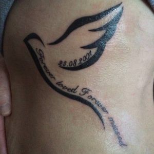 Memorial Tattoo Of A Bird Including A Date And The intended for dimensions 1000 X 1000