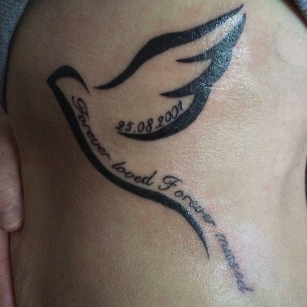 Memorial Tattoo Of A Bird Including A Date And The intended for dimensions 1000 X 1000