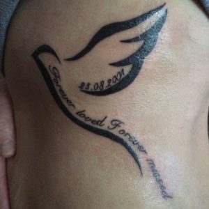 Memorial Tattoo Of A Bird Including A Date And The with regard to measurements 1000 X 1000