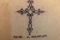 My 2nd Tattoo Cross With My Dads Birthday In Roman Numerals within size 1656 X 2208