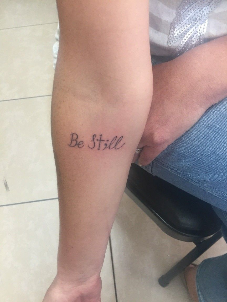 My Be Still Tattoo With Cross And Semicolon Tattoo Planning pertaining to proportions 864 X 1152