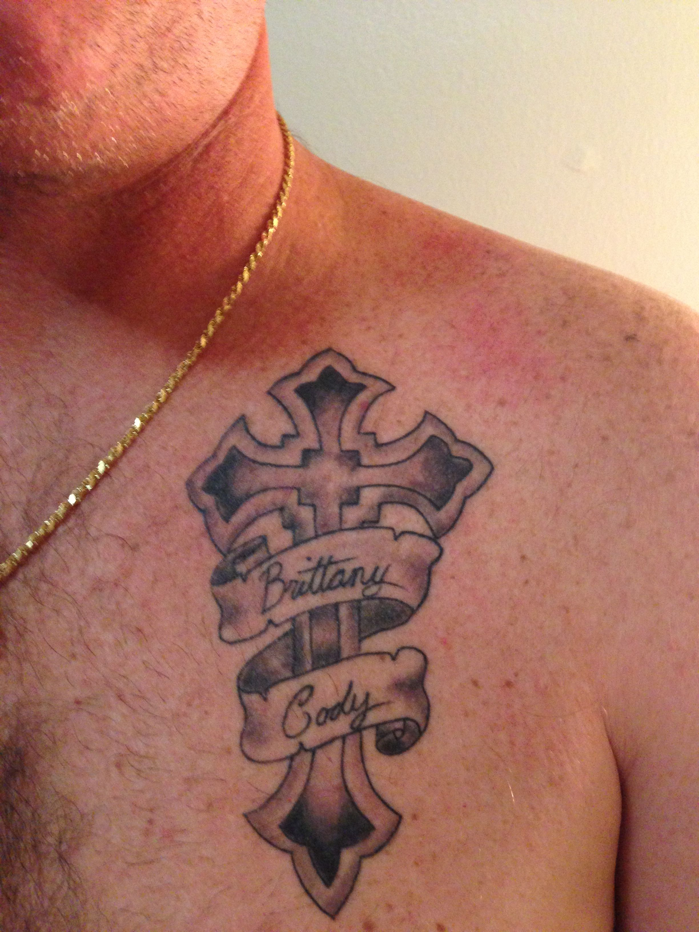 My Cross Tattoo With My Kids Names For Me Cross Tattoo For Men for proportions 2448 X 3264