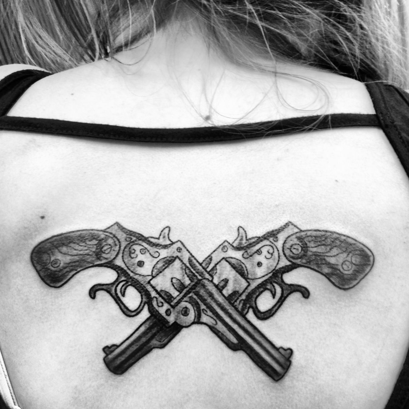 My First Tattoo Crossed Pistols Love Love Love It Tatted with regard to dimensions 1377 X 1377