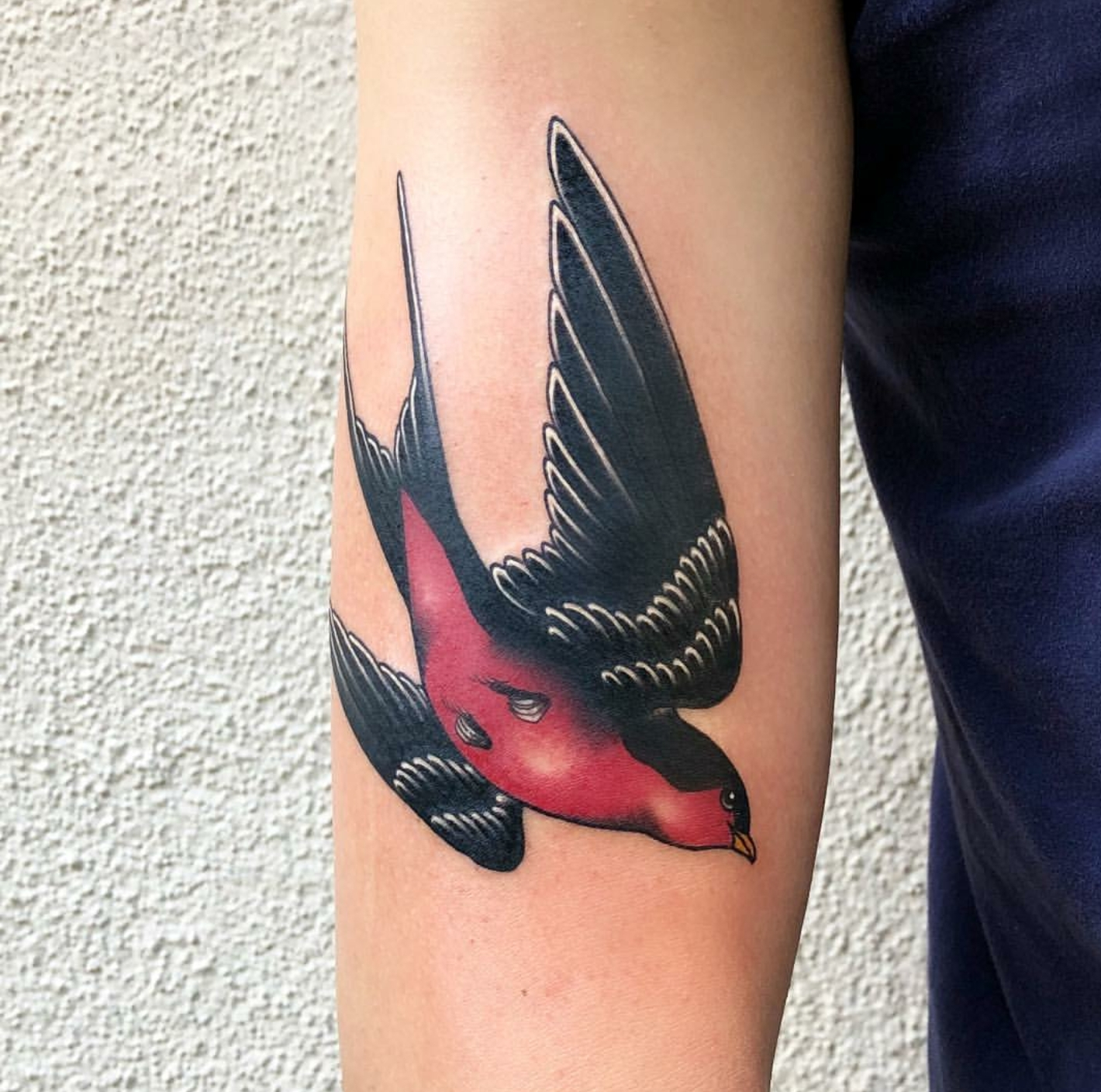 My First Tattoo Neotraditional Diving Swallow Done Mickey T At in size 1420 X 1408