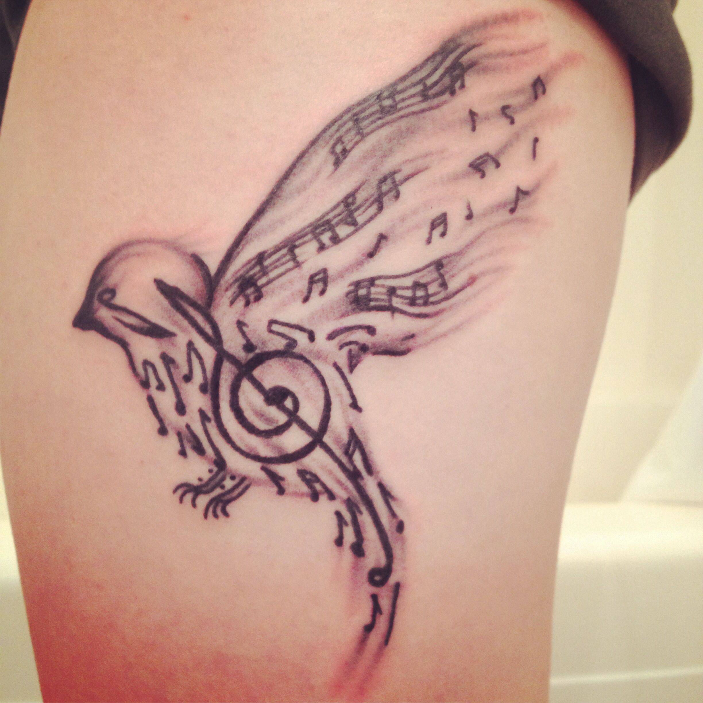 My Musical Bird Tattoo That I Samantha Got October 2013 Tattoos regarding measurements 2448 X 2448