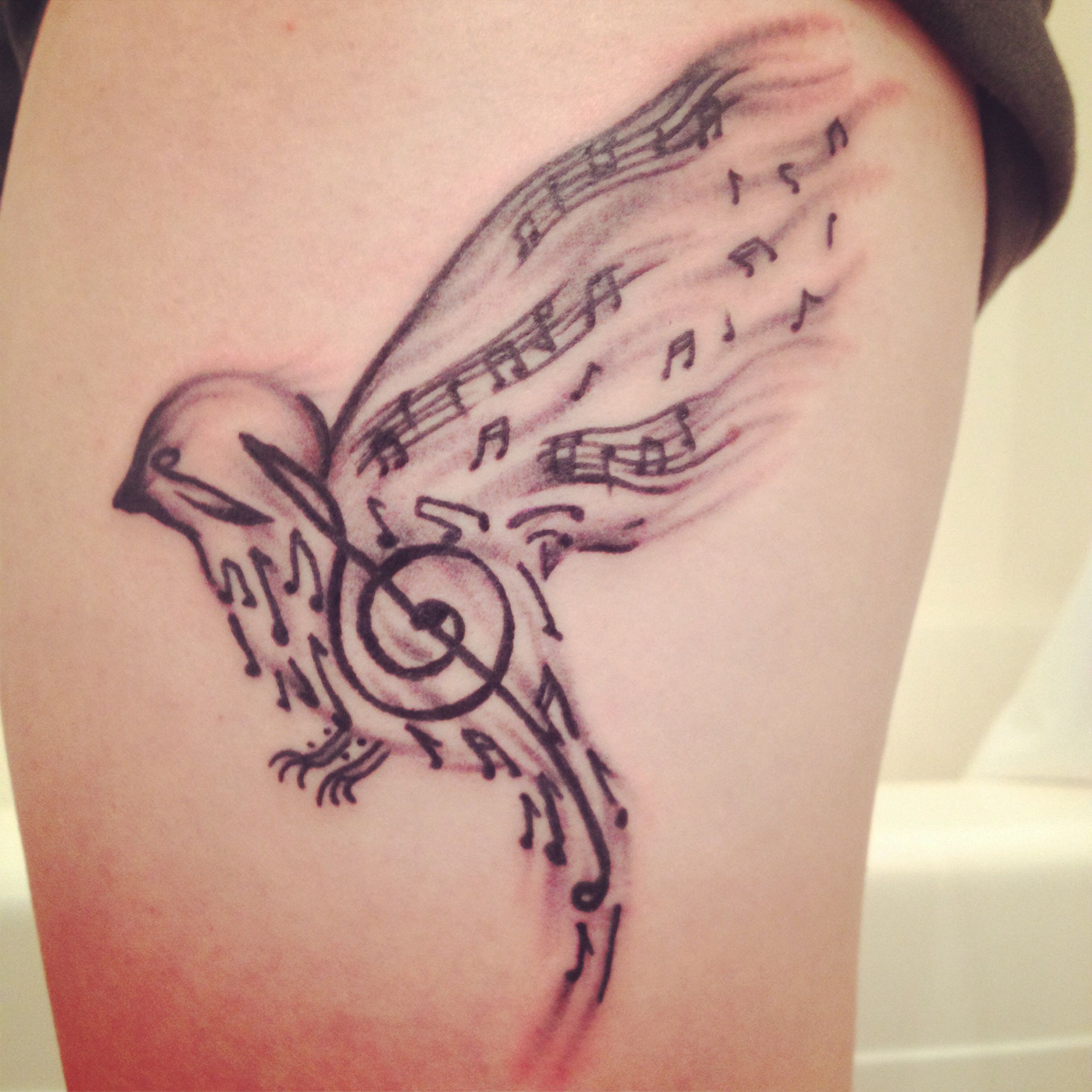 My Musical Bird Tattoo That I Samantha Got October 2013 Tattoos regarding sizing 2448 X 2448