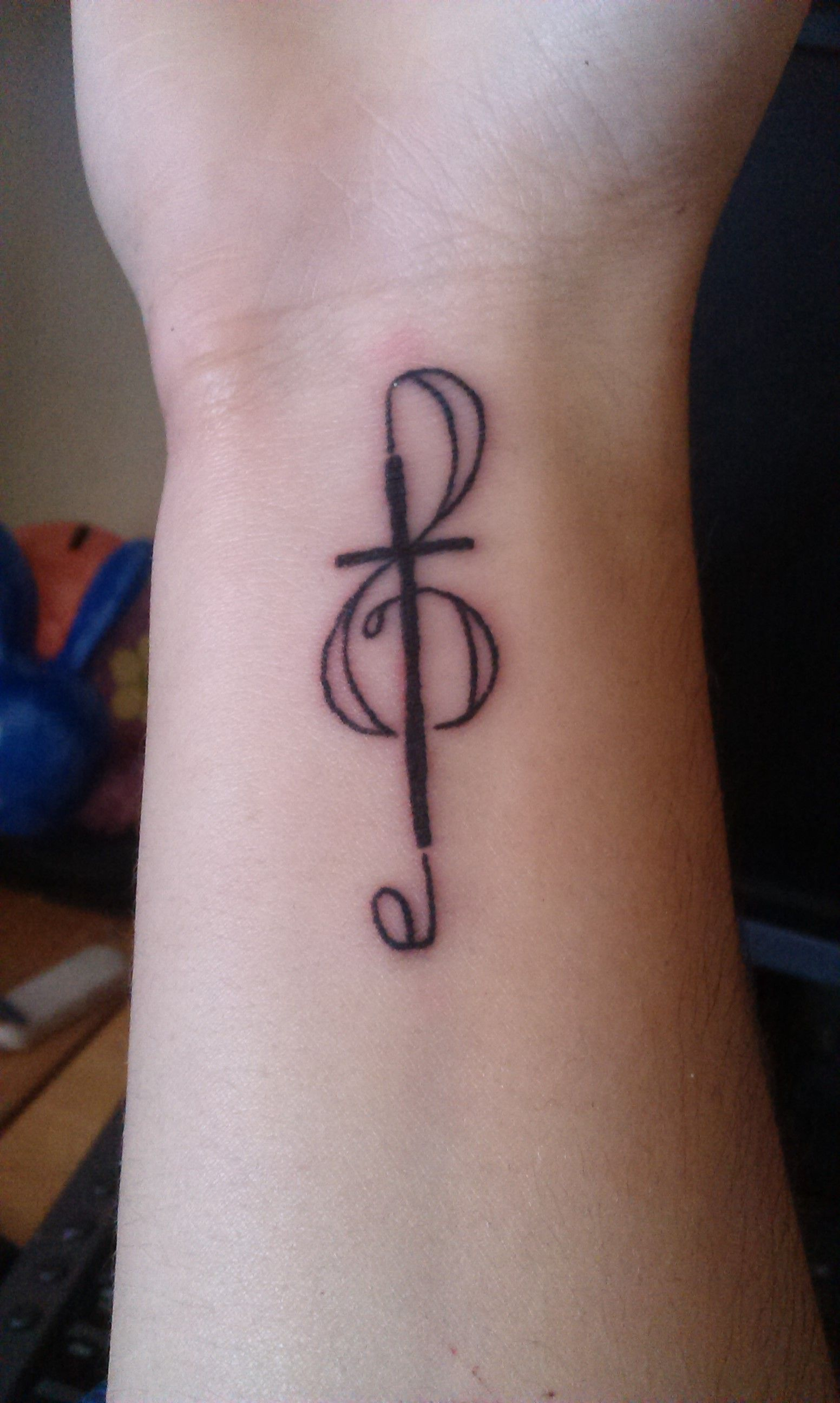 My Tattoo Mix Of A Music Note And A Cross To Represent Music And in sizing 1552 X 2592