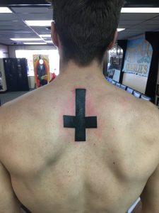 My Upside Down Cross Done Lucky At Tattoo Charlies Thanks Man throughout dimensions 768 X 1024