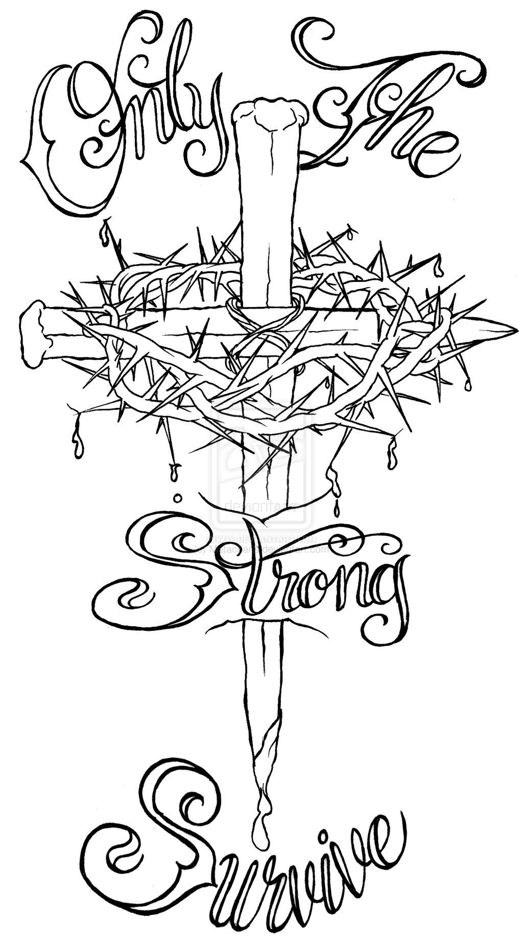 Nail Cross With Crown Of Thorns Tattoo Metacharisdeviantart for sizing 1024 X 1851