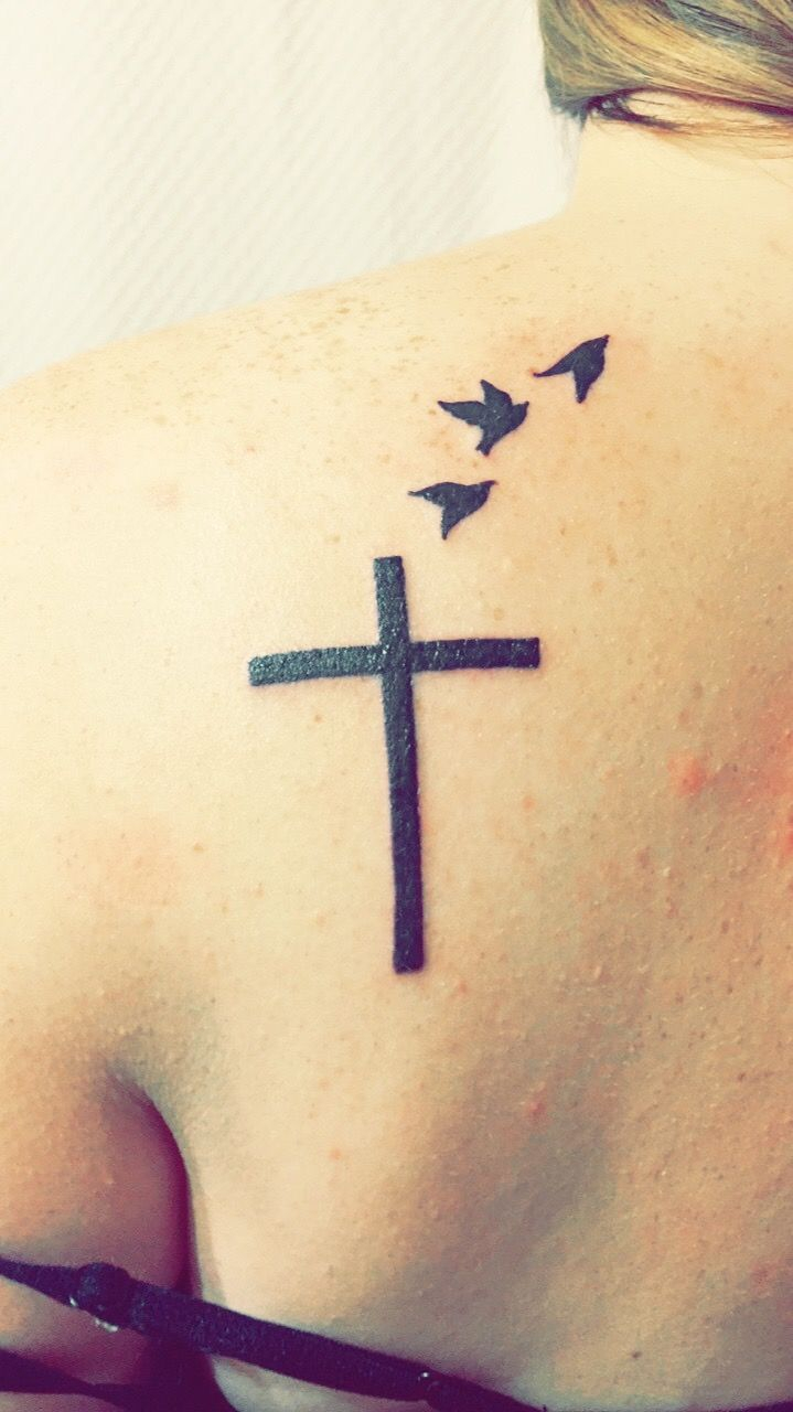 New Cross Tattoo Cross Tattoos Tattoosforwomen Birds with regard to sizing 719 X 1280