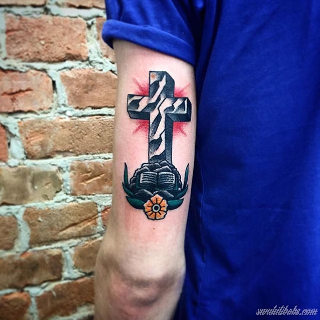 Old School Cross Karl Karlheartland Cross Oldschooltattoo intended for proportions 1080 X 1080