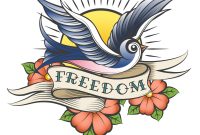 Old School Tattoo With Bird And Wording Freedom Vector Image with proportions 1000 X 1080