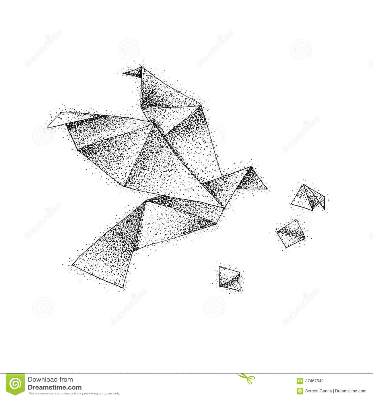 Origami Bird Flight Dotwork Stock Illustration Illustration Of pertaining to dimensions 1300 X 1390