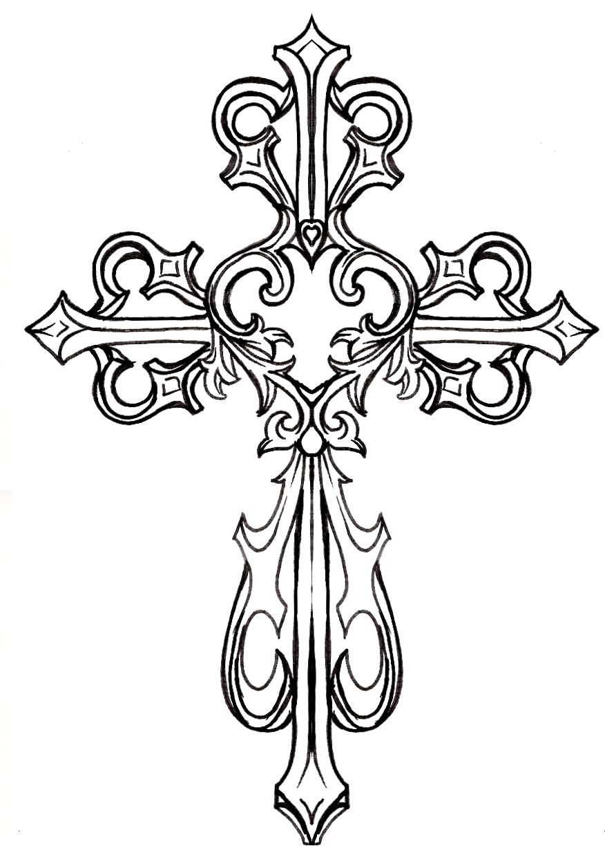 Ornate Cross With Heart Tattoo Metacharis On Deviantart for size 876 X 1253