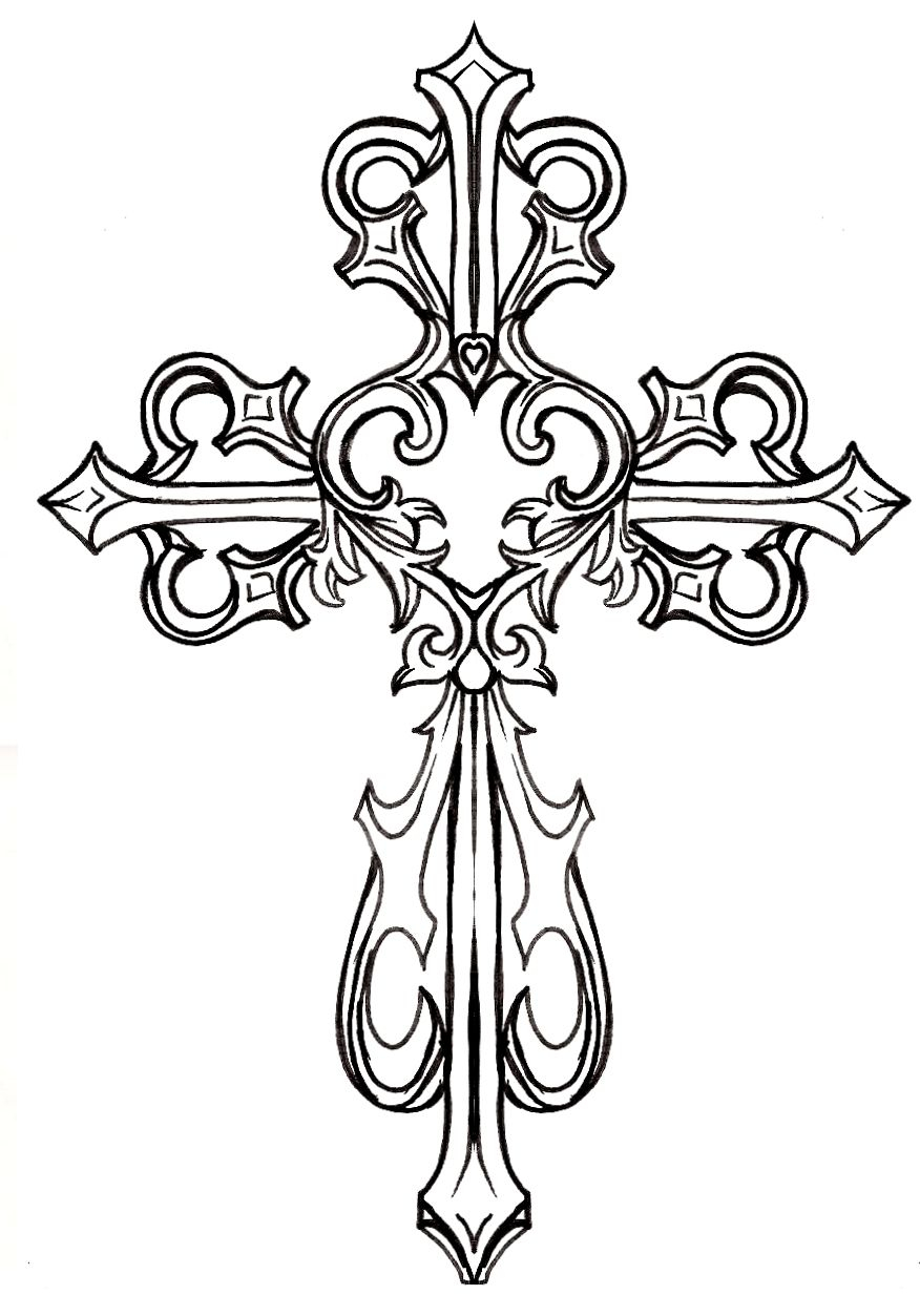 Ornate Cross With Heart Tattoo Metacharis On Deviantart regarding dimensions 876 X 1253