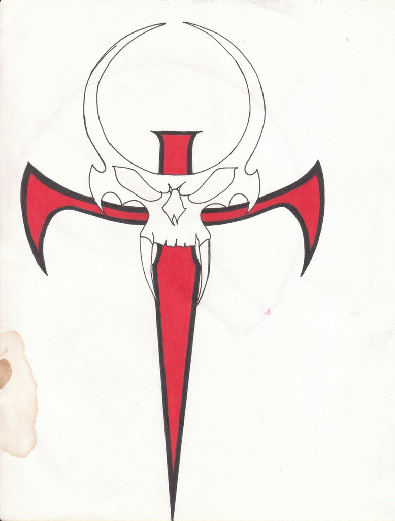 Outline Vampire Skull With Red Ankh Cross Tattoo Design throughout size 778 X 1026