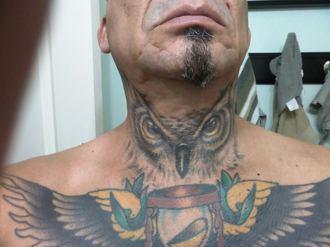 Owl Throat Tattoo Men Tattoos Throat Tattoo Tattoos Tattoos pertaining to sizing 1280 X 960